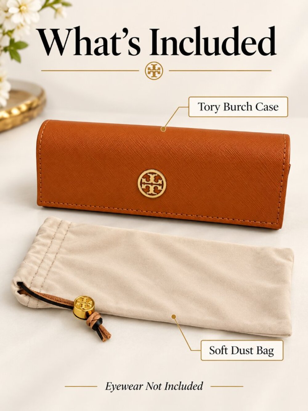 Tory Burch Brown Saffiano Eyewear Case with Dust Bag - Picture 2 of 6